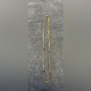 Gold-Tone Lariat Necklace with Brown Tiger Eye Beads